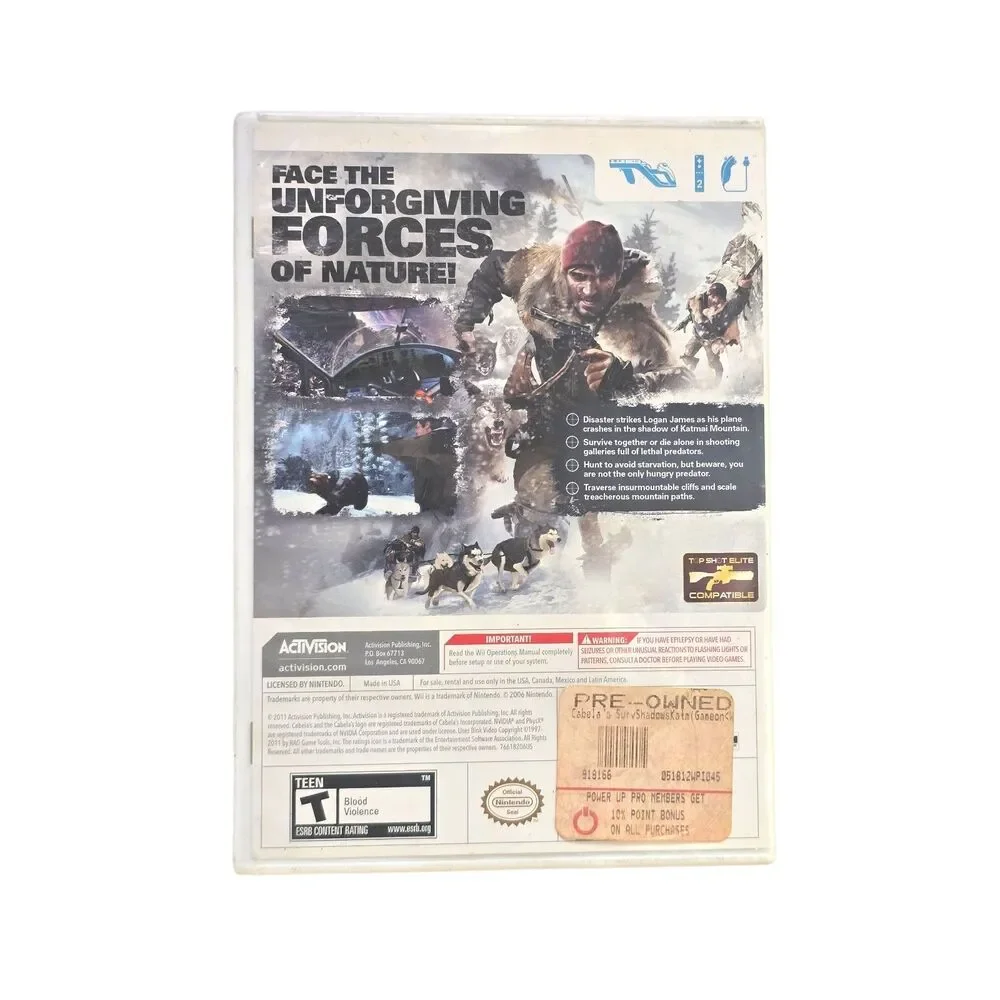 Cabela's Survival: Shadows of Katmai (Nintendo Wii, 2011) Complete and Tested
